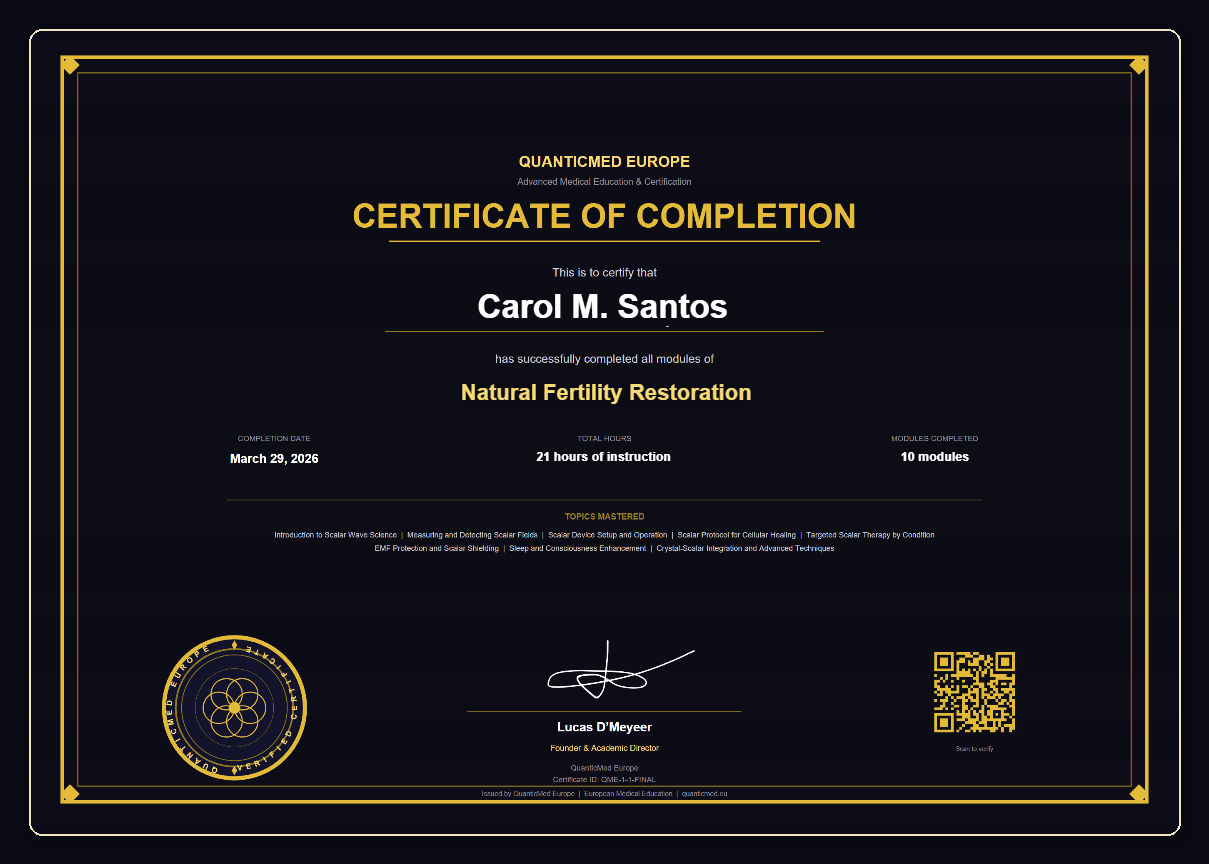 QuanticMed Europe Official Certificate